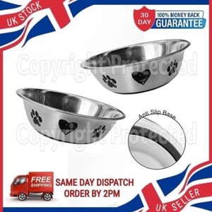 2x Stainless Steel Pet Bowls